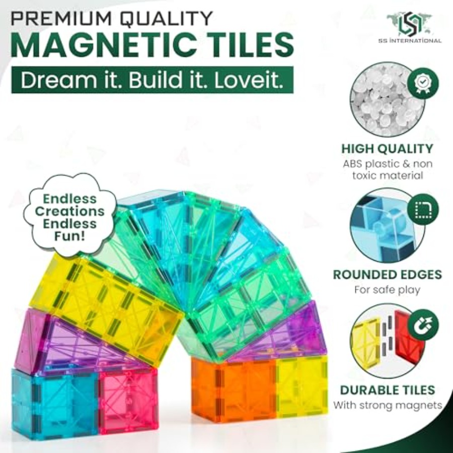 Magnetic Tiles Construction Se - огляд і ціна Magnetic Building Tiles Set 100Pcs