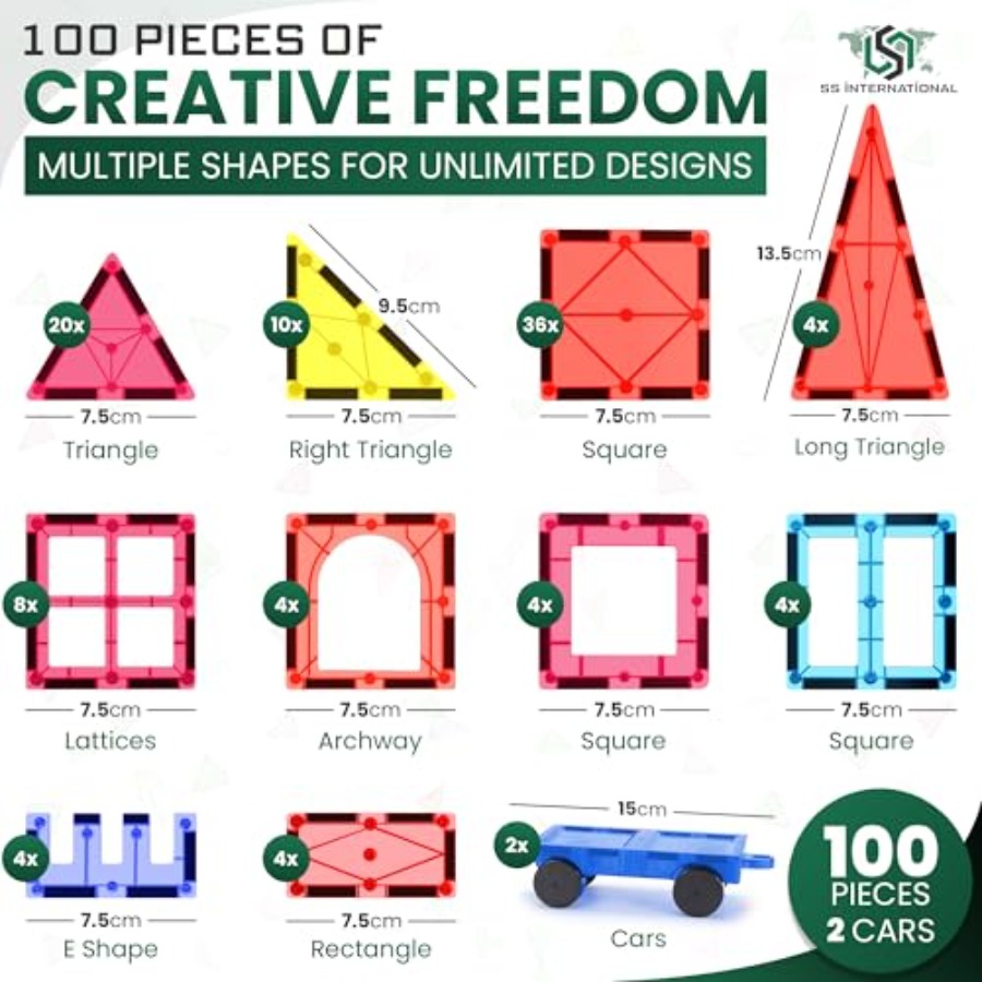 Magnetic Tiles Construction Se - огляд і ціна Magnetic Building Tiles Set 100Pcs