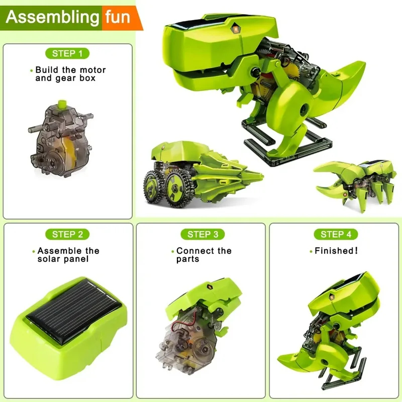 3-in-1 Solar Robot Kit, Dinosa - огляд і ціна Stem Solar Robot Kit For Kids